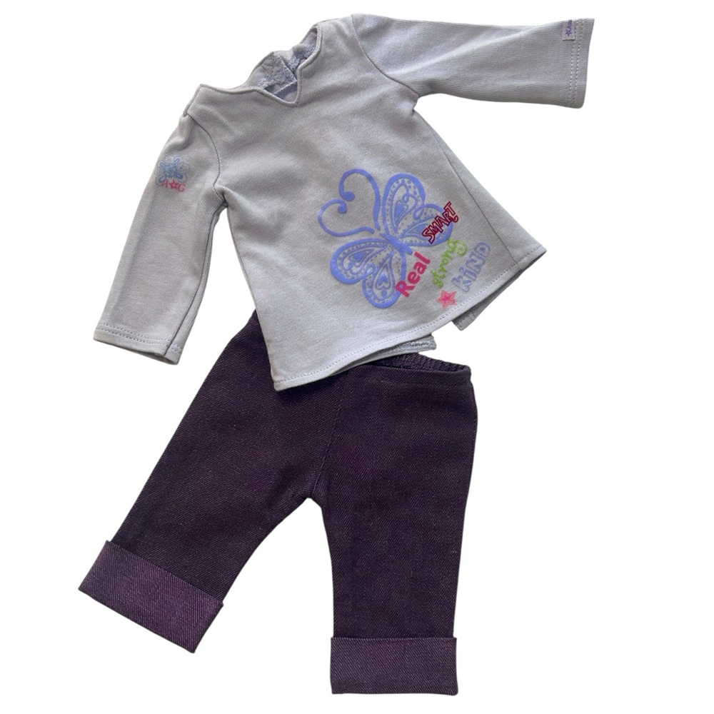 American Girl 18” Doll 2010 Real Me Outfit Lilac Tunic Top & Pants Only Retired